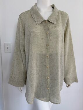 Flax Light Sage Green Linen Top